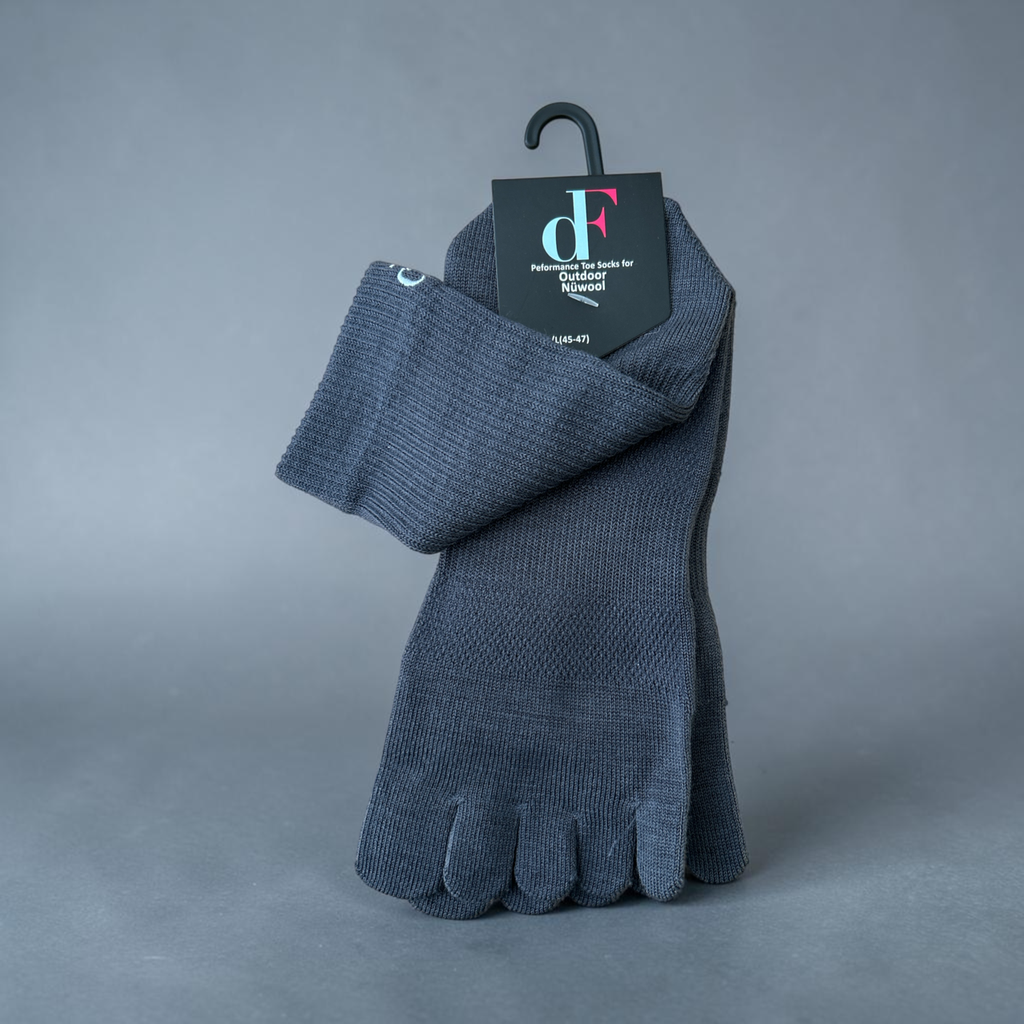 dF Crew-Outdoor Zehensocken, Dark-Grey, mit Nüwool