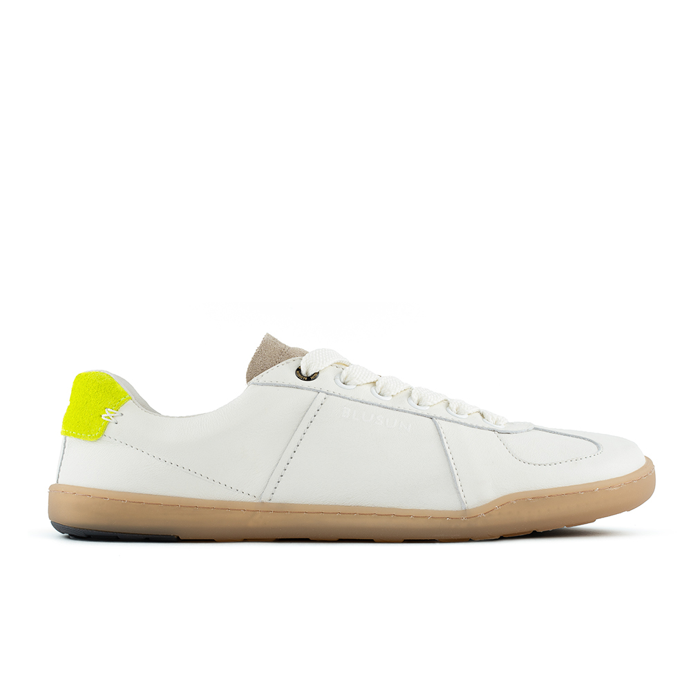 BLUSUN BLSN-200W Barfußschuh Damen, White/Yellow, Glatt- und Veloursleder