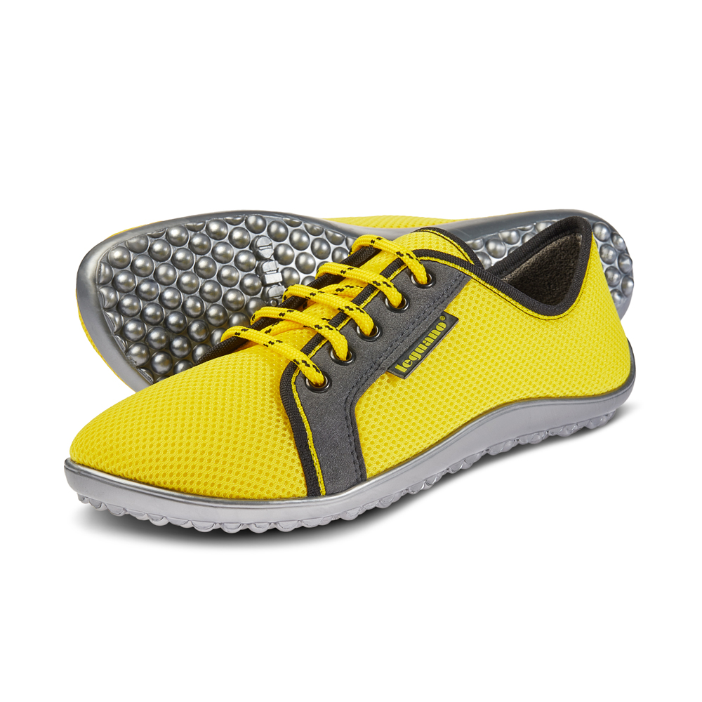 leguano aktiv Barfußschuh, Sonnengelb, luftiges Mesh-Obermaterial
